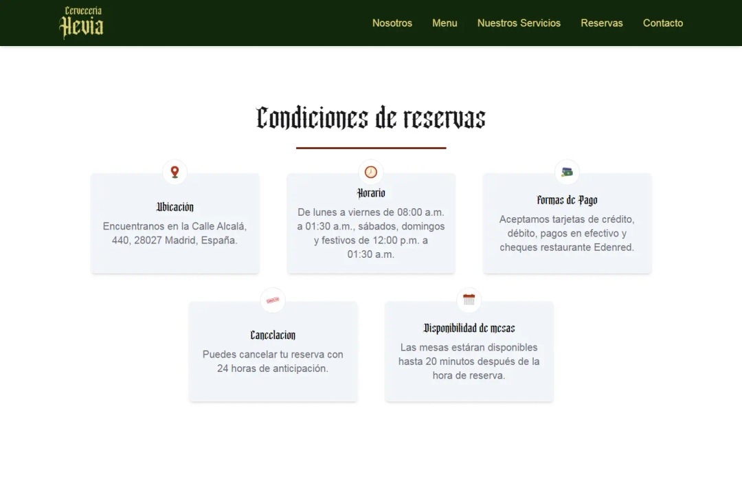 Condiciones de reserva